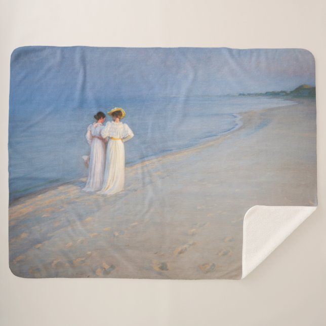 Kroyer - Summer Evening on Skagen Beach Sherpa Blanket (Front (Horizontal))
