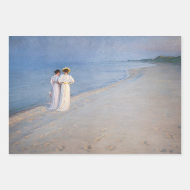 Kroyer - Summer Evening on Skagen Beach Wrapping Paper Sheet (Front)