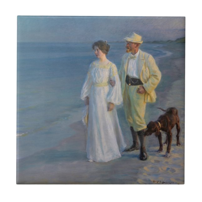 Kroyer - The Artist and his Wife on the Beach Ceramic Tile (Front)