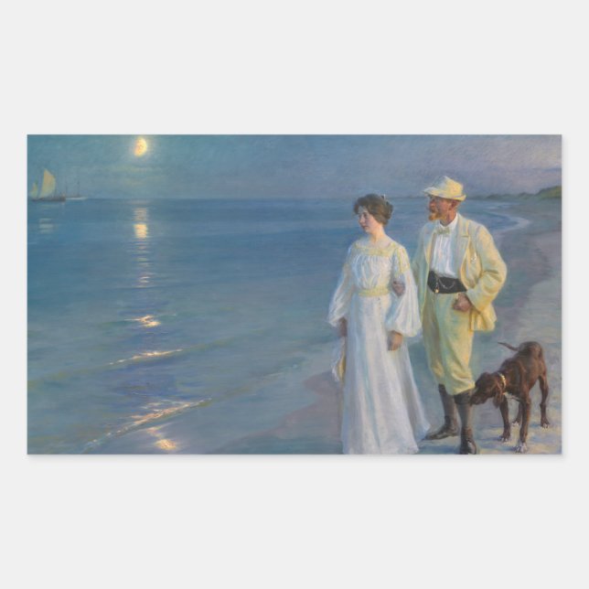 Kroyer - The Artist and his Wife on the Beach Rectangular Sticker (Front)