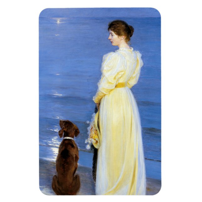 Kroyer - The Artist's Wife and Dog by the Shore Magnet (Vertical)