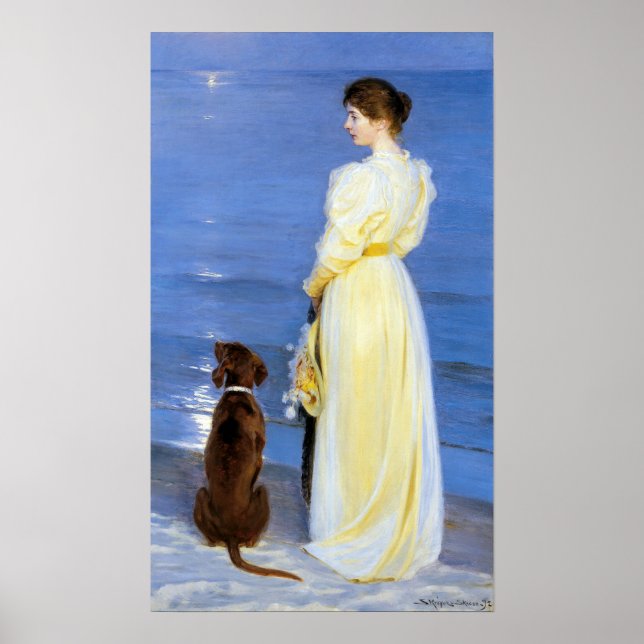 Kroyer - The Artist's Wife and Dog by the Shore Poster (Front)