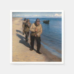 Kroyer - Three Fishermen Pulling a Boat Napkin