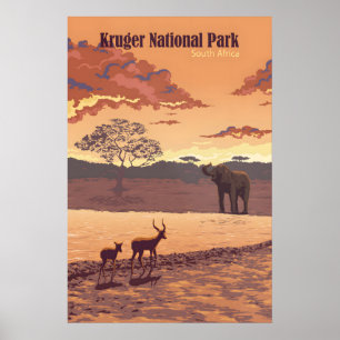 Kruger National Park South Africa Travel Poster