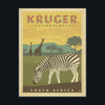 Kruger National Park, South Africa | Zebras & Gira Postcard<br><div class="desc">Anderson Design Group is an award-winning illustration and design firm in Nashville,  Tennessee. Founder Joel Anderson directs a team of talented artists to create original poster art that looks like classic vintage advertising prints from the 1920s to the 1960s.</div>