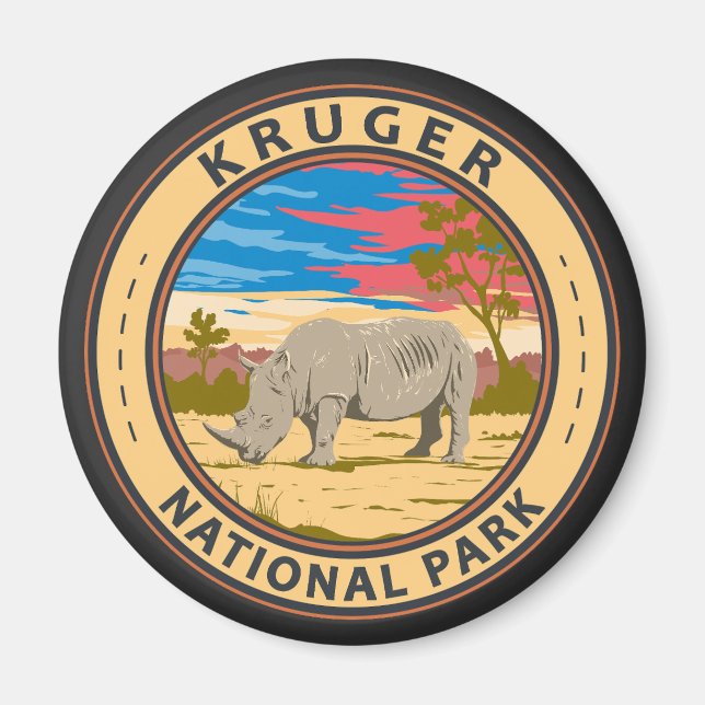Kruger National Park White Rhinoceros Travel Art Magnet (Front)