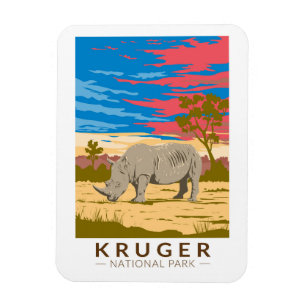 Kruger National Park White Rhinoceros Travel Art Magnet