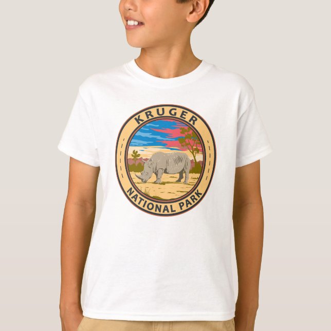 Kruger National Park White Rhinoceros Travel Art T-Shirt (Front)