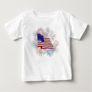 KRW American Flag Fireworks Patriotic Baby T-Shirt