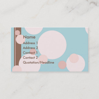 KRW Aqua Pink and Brown Dots Custom Business Card