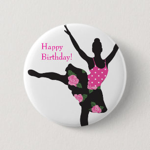 KRW Ballerina Rose Happy Birthday Button Favour