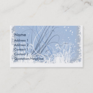 KRW Blue Grunge Floral Swirls Business Card