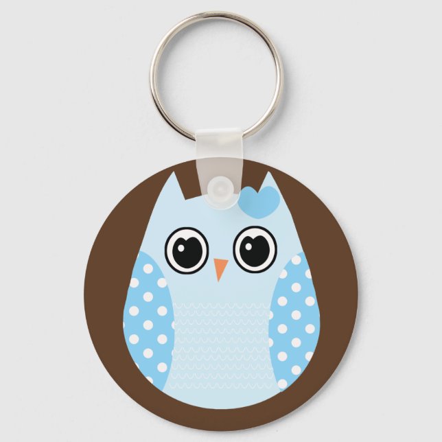 KRW Blue Polka Dot Owl Keychain Favour (Front)