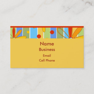 KRW Bold Floral Stripes Custom Business Card