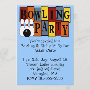 KRW Bowling Birthday Party Invitation