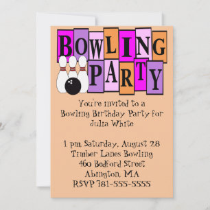 KRW Bowling Birthday Party Invitation