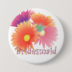 KRW Bright Daisy Bridesmaid Wedding Button