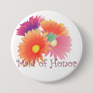 KRW Bright Daisy Maid of Honour Wedding Button