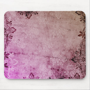 KRW Burgundy Watercolor Floral Grunge Mouse Pad