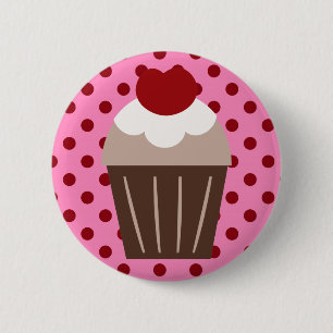 KRW Chocolate Cherry Cupcake 6 Cm Round Badge