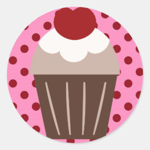 KRW Chocolate Cherry Cupcake Classic Round Sticker