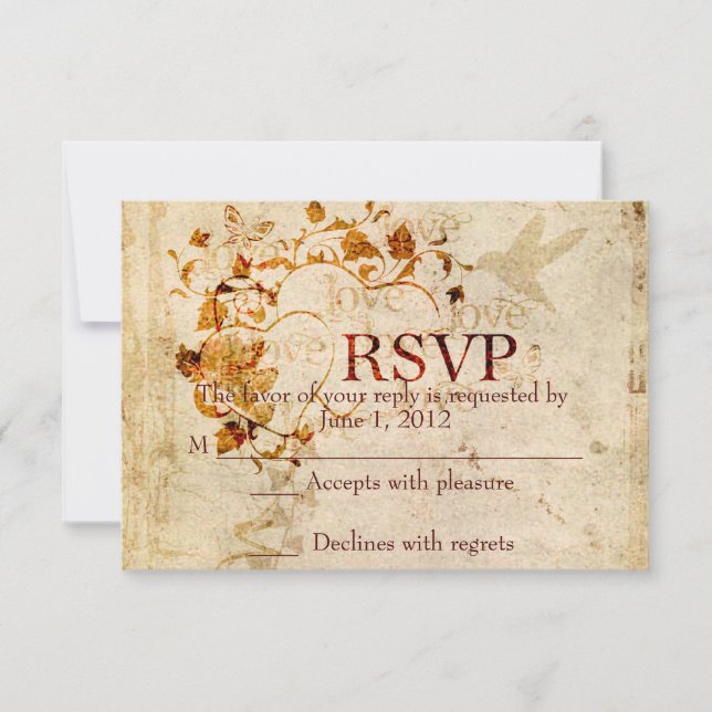 KRW Corinthians Love is: Wedding RSVP Ecru Card (Front)