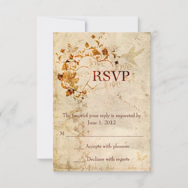 KRW Corinthians Love is: Wedding RSVP Ecru Card (Front)