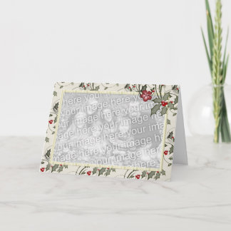 KRW Country Holly and Ivory Stripes Photo Holiday Card