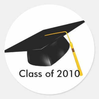 KRW Custom Black Graduation Cap Classic Round Sticker