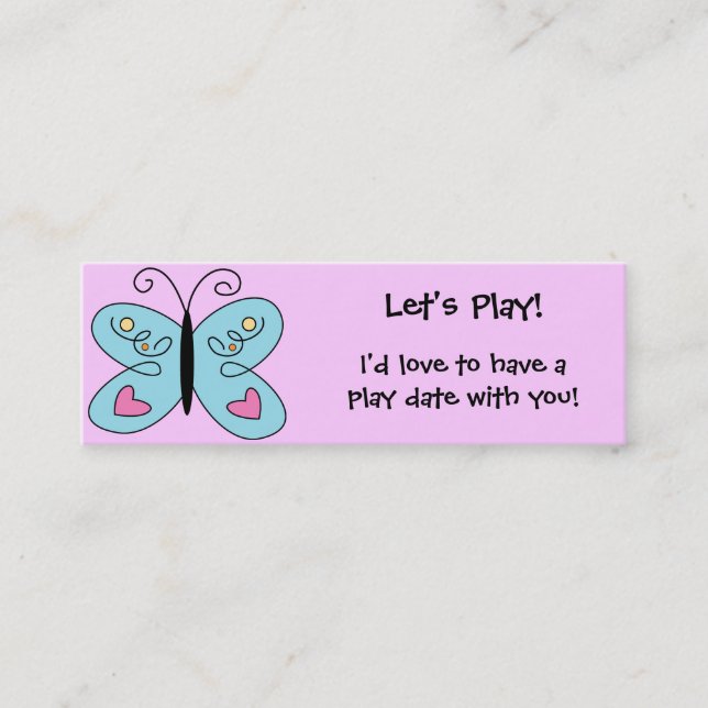KRW Custom Colourful Butterfly Play Date Card (Front)