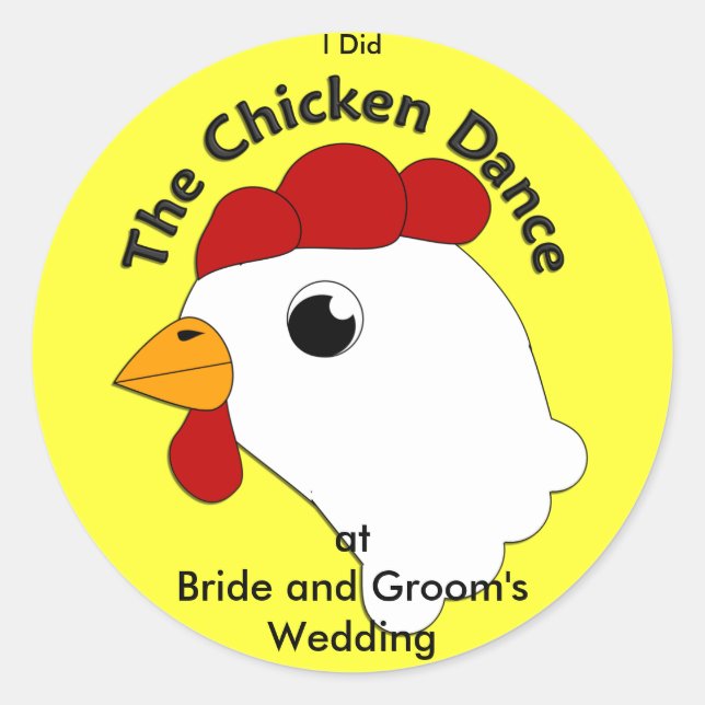 KRW Custom Funny Chicken Dance Wedding Classic Round Sticker (Front)
