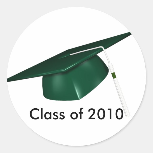 KRW Custom Green Graduation Cap Classic Round Sticker (Front)