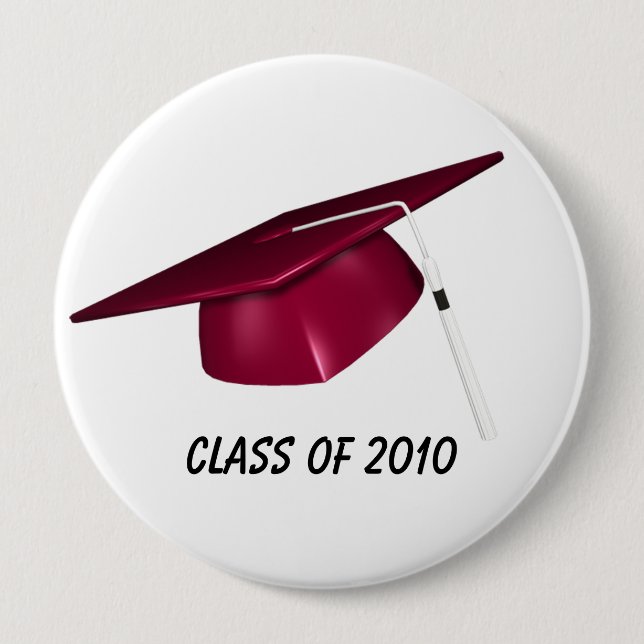KRW Custom Text Red Graduation Cap 10 Cm Round Badge (Front)