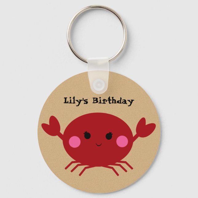 KRW Cute Custom Crab Birthday Keychain (Front)