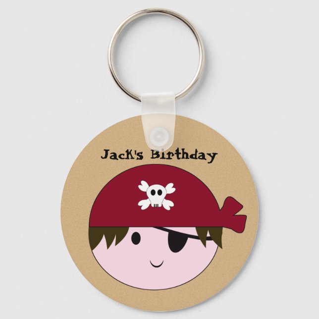 KRW Cute Custom Pirate Birthday Keychain (Front)