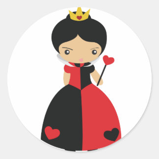 KRW Cute Queen of Hearts Classic Round Sticker