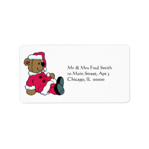 KRW Cute Santa Teddy Bear Address Label