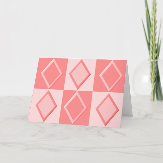 KRW Diamond Pattern Note Cards - Coral (Front)