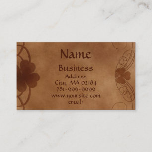 KRW Elegant Celtic Shamrock Parchment Custom Business Card