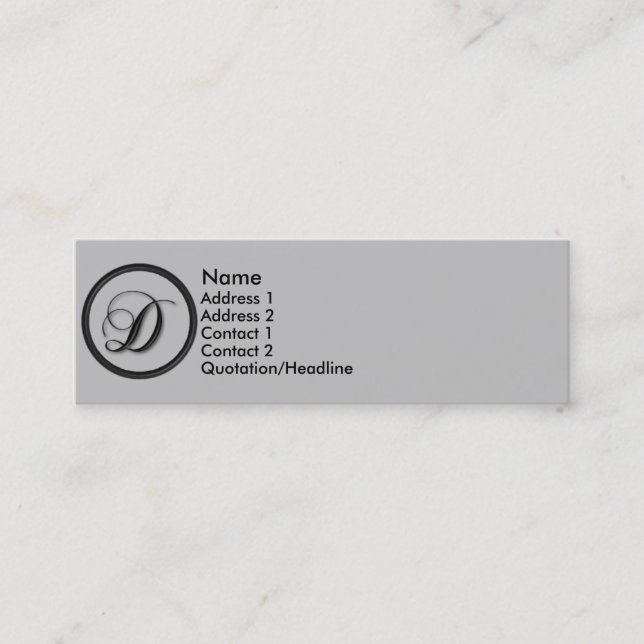 KRW Elegant Script Monogram D Profile Card (Front)