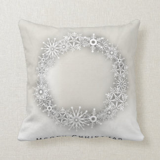 KRW Elegant Snowflake Wreath Christmas Pillow