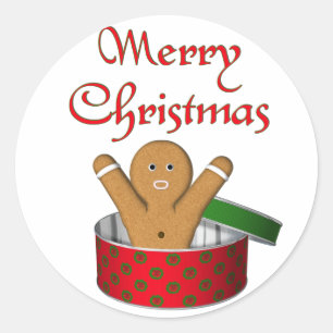 KRW Gingerbread Surprise Christmas Classic Round Sticker