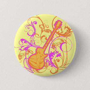KRW Girl's Rock Guitar Grunge 6 Cm Round Badge