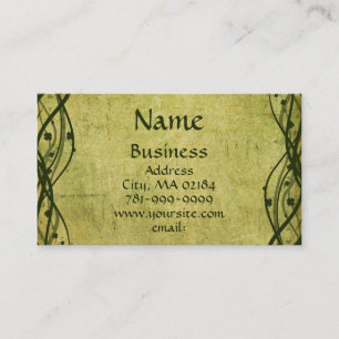 KRW Green Celtic Shamrock Parchment Custom Business Card