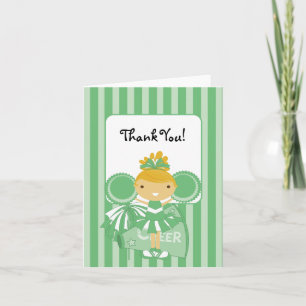KRW Green Cheerleader Thank You Note Card