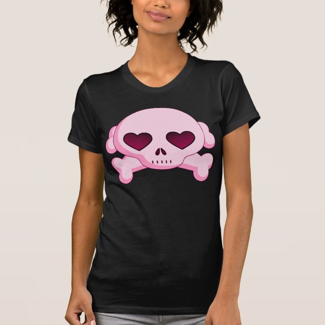 KRW Heart Skull and Crossbones Pink T-Shirt (Front)