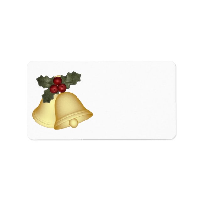 KRW Holly Bells Christmas Blank Address Label (Front)