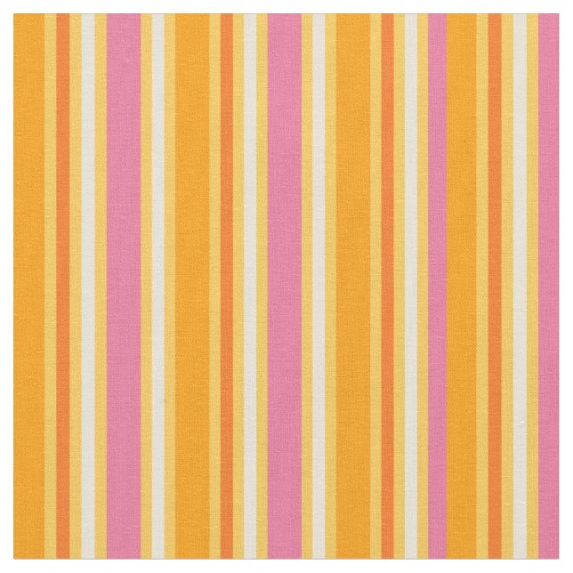 KRW Hot Pink and Orange Stripes Fabric (Close Up)