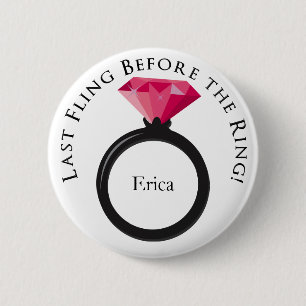 KRW Last Fling Before the Ring Pink Black Name 6 Cm Round Badge