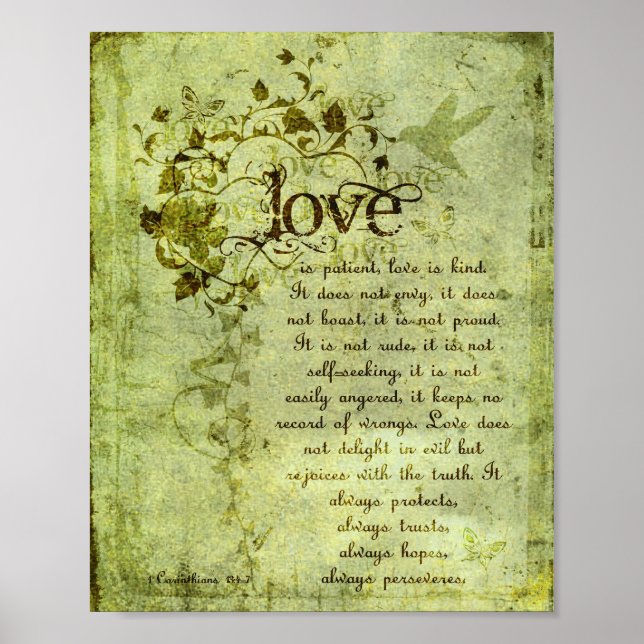 KRW Love is Patient Corinthians Bible Quote Poster (Front)